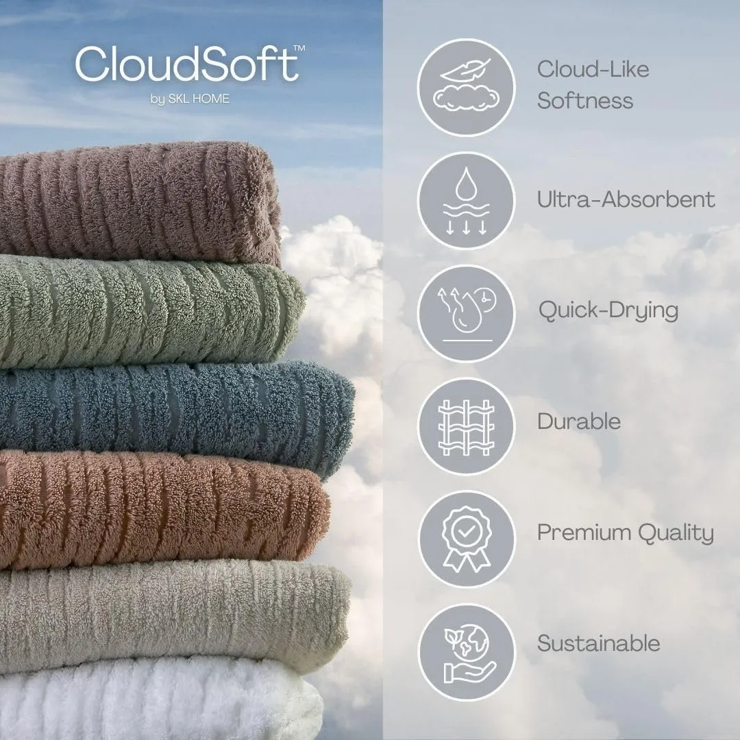 SKL Home CloudSoft Cotton Luxury 2-Piece Hand Towel Set, Clay