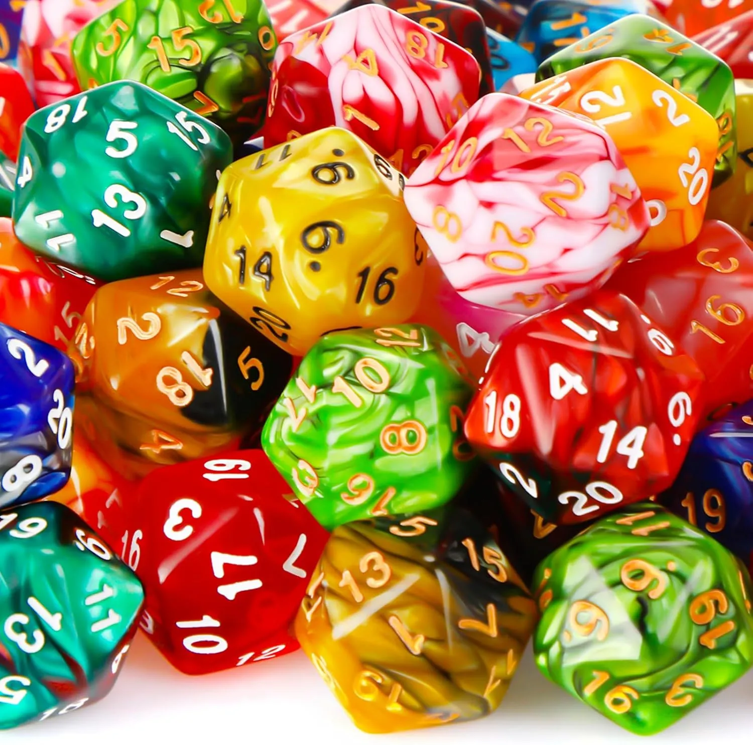 Skylety 200 Pieces Polyhedral Dice Sets with Black Pouch Compatible with RPG MTG Tabletop Role Playing Table Games Multi Colored Assortment (20 Sided Style)