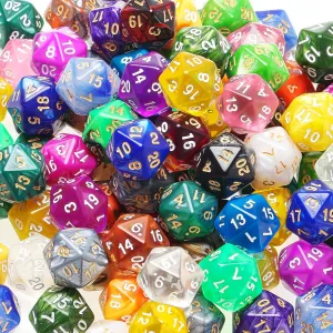 Skylety 200 Pieces Polyhedral Dice Sets with Black Pouch Compatible with RPG MTG Tabletop Role Playing Table Games Multi Colored Assortment (20 Sided Style)