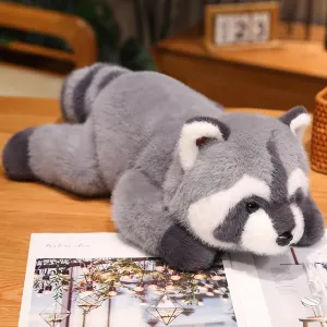 Soft Raccoon Stuffed Animals, 25IN Weighted Plush Toys Cute Cuddly Body Pillow Hug Sleeping Fluffy Wild Animal Toys Bed Decor Plushie Doll Gifts for Birthday Kids Girls Boys