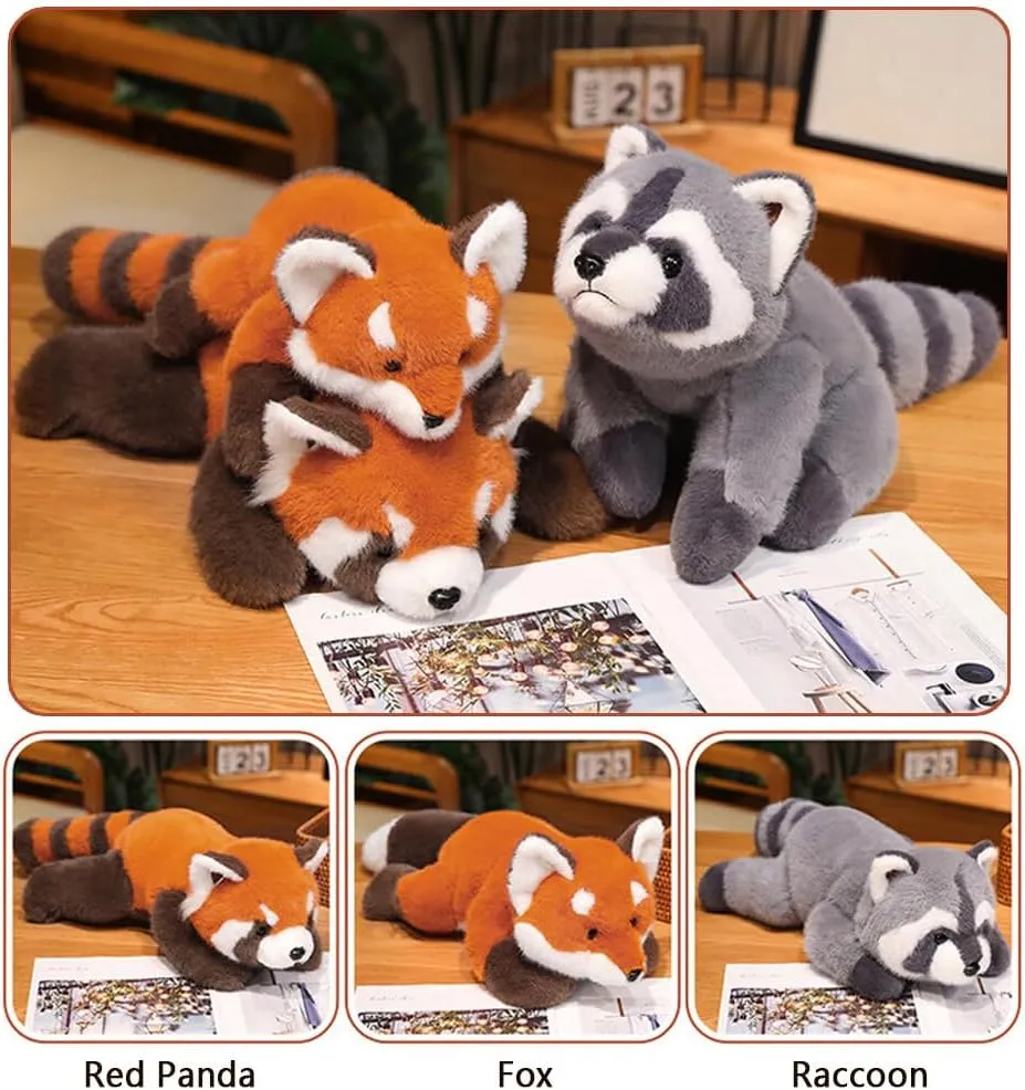 Soft Raccoon Stuffed Animals, 25IN Weighted Plush Toys Cute Cuddly Body Pillow Hug Sleeping Fluffy Wild Animal Toys Bed Decor Plushie Doll Gifts for Birthday Kids Girls Boys