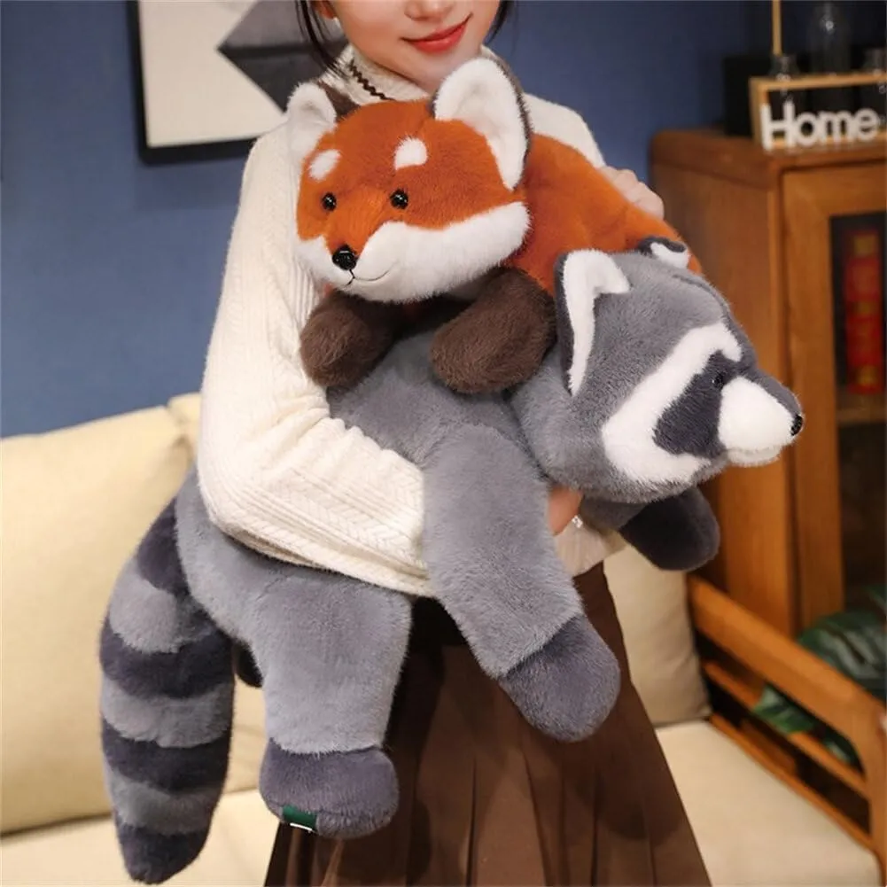 Soft Raccoon Stuffed Animals, 25IN Weighted Plush Toys Cute Cuddly Body Pillow Hug Sleeping Fluffy Wild Animal Toys Bed Decor Plushie Doll Gifts for Birthday Kids Girls Boys