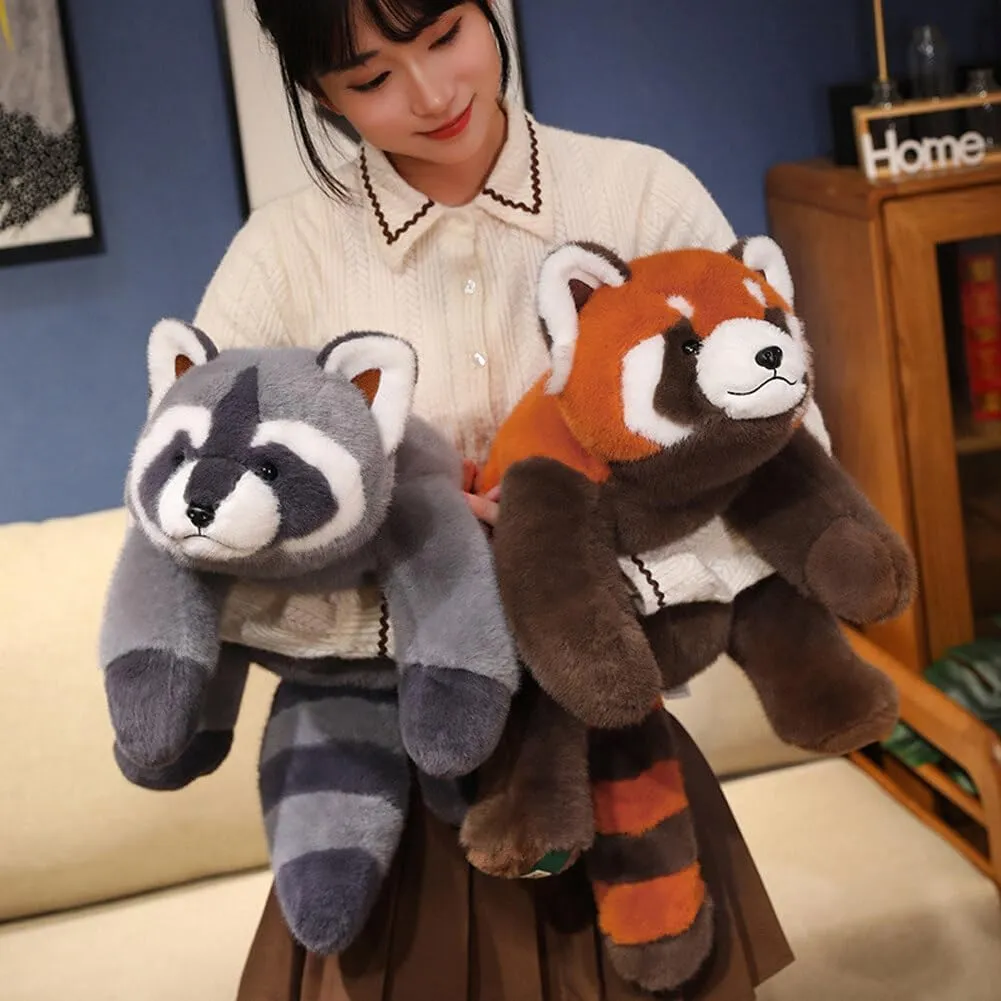 Soft Raccoon Stuffed Animals, 25IN Weighted Plush Toys Cute Cuddly Body Pillow Hug Sleeping Fluffy Wild Animal Toys Bed Decor Plushie Doll Gifts for Birthday Kids Girls Boys