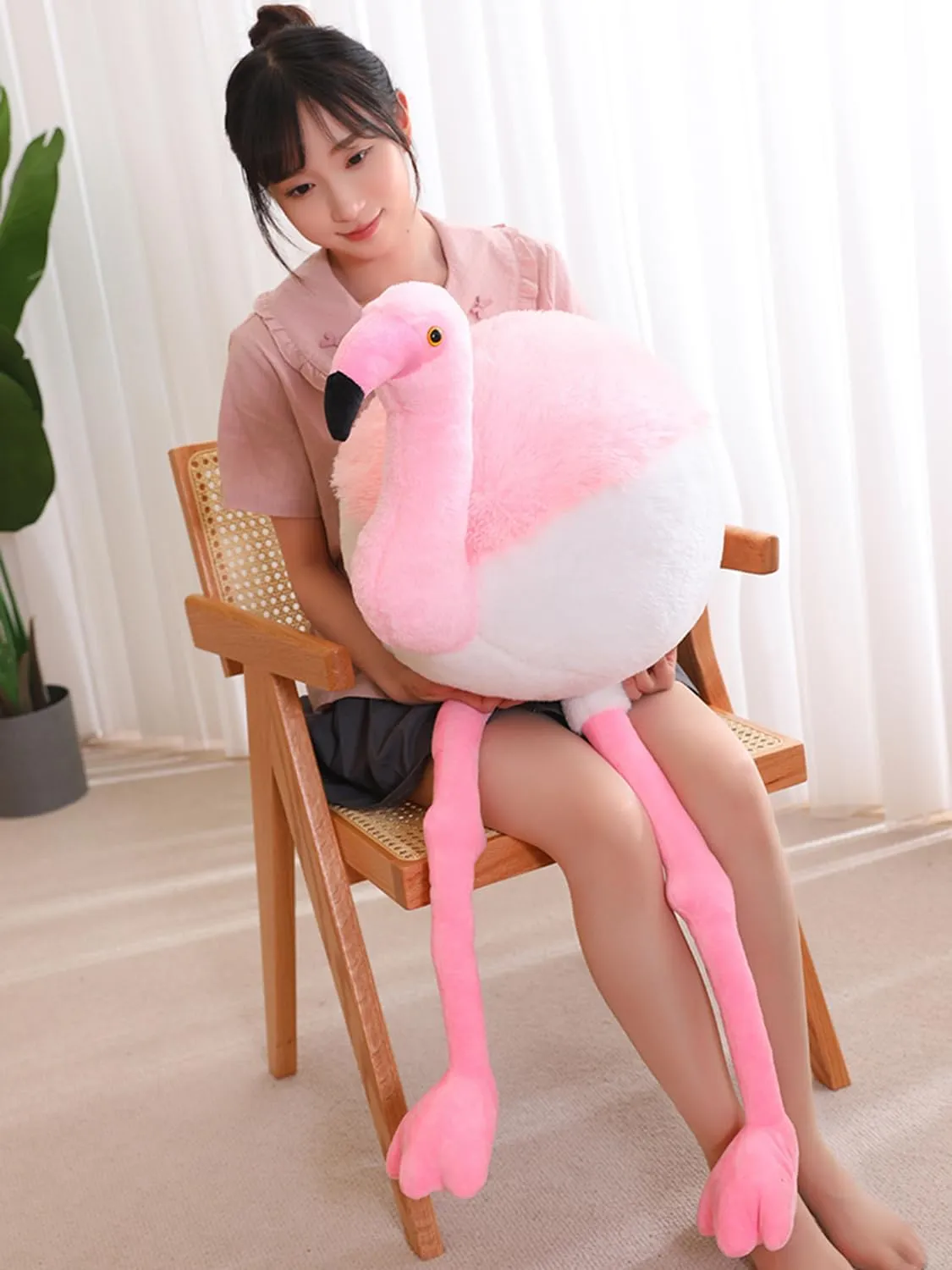 Soft Round Stuffed Flamingo Animal Plushie Fat Flamingo Plush Toys for Home Decor Cuddly Flamingo Pillow Hugging Flamingo Doll Gift for Kids or Lover (Pink, 29.9 Inch (from Head to feet))