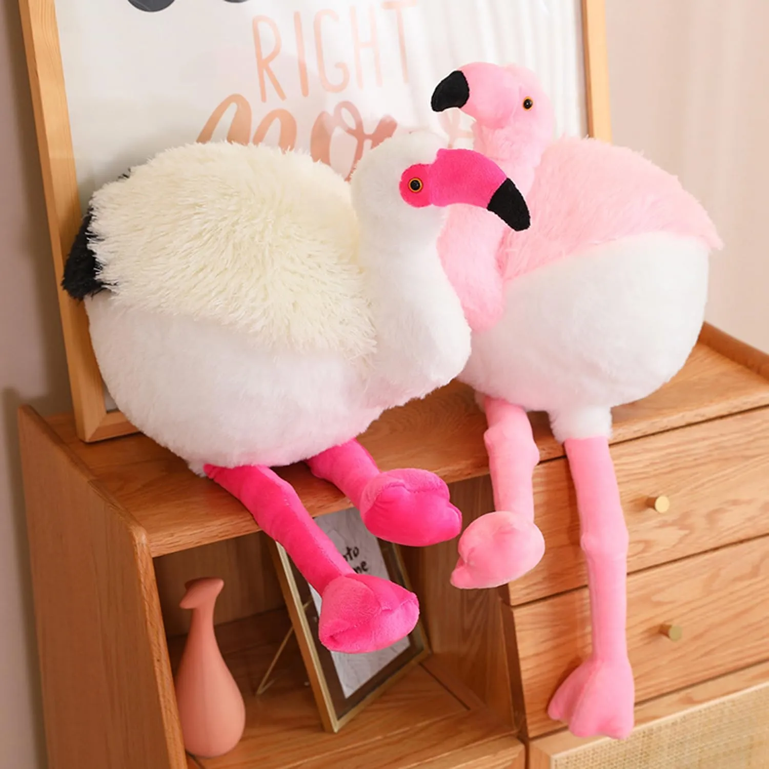 Soft Round Stuffed Flamingo Animal Plushie Fat Flamingo Plush Toys for Home Decor Cuddly Flamingo Pillow Hugging Flamingo Doll Gift for Kids or Lover (Pink, 29.9 Inch (from Head to feet))