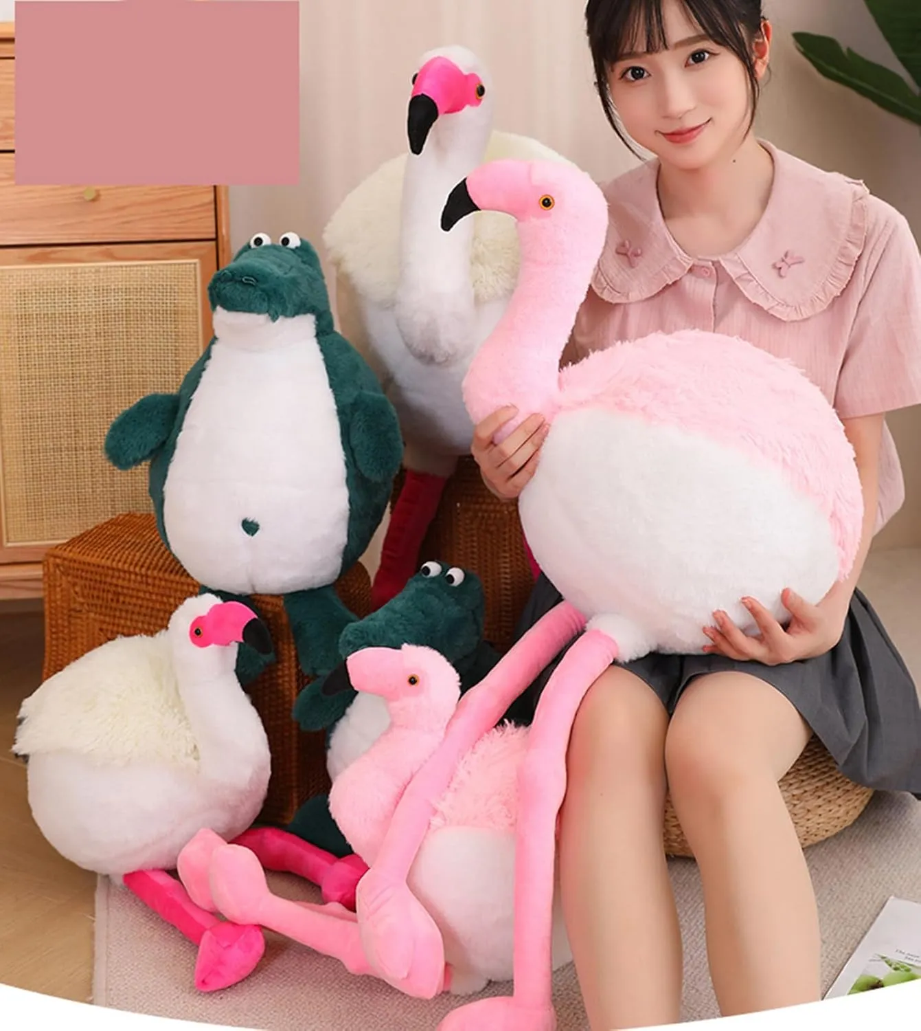 Soft Round Stuffed Flamingo Animal Plushie Fat Flamingo Plush Toys for Home Decor Cuddly Flamingo Pillow Hugging Flamingo Doll Gift for Kids or Lover (Pink, 29.9 Inch (from Head to feet))
