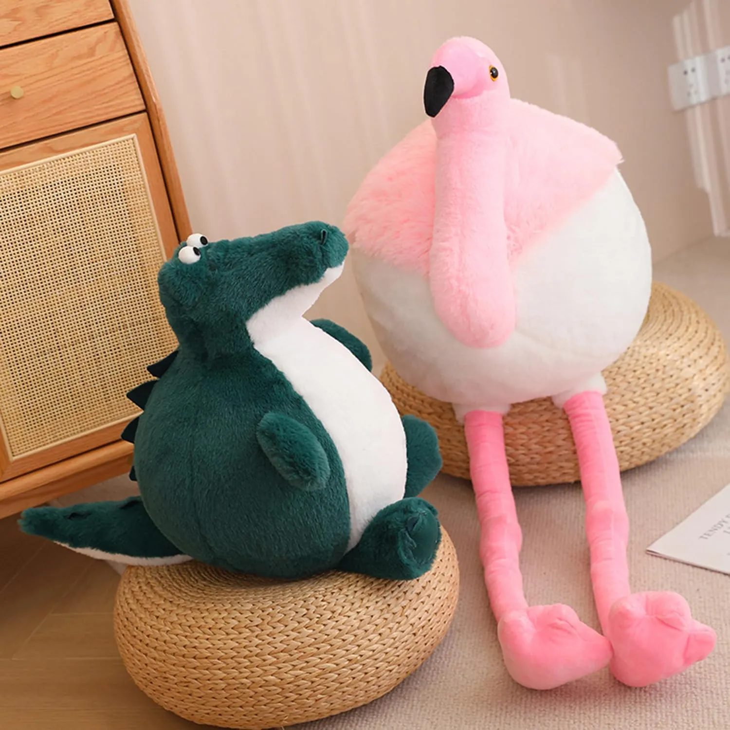 Soft Round Stuffed Flamingo Animal Plushie Fat Flamingo Plush Toys for Home Decor Cuddly Flamingo Pillow Hugging Flamingo Doll Gift for Kids or Lover (Pink, 29.9 Inch (from Head to feet))