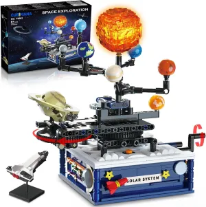 Solar System Building Sets with Light - Rotatable Space Exploration Building Toys with 9 Planets & Rocket Sets Science Astronomy Educational Gifts for Boys Girls Age 6  Years Old Kids(775 PCS)