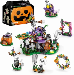 Sosuy 6 in 1 Halloween Haunted House Building Blocks Set - 603 PCS Pumpkin Cabin Halloween Party Ornamental Building Toys - Fun Collection Gift Idea for Boys Grils and Adults