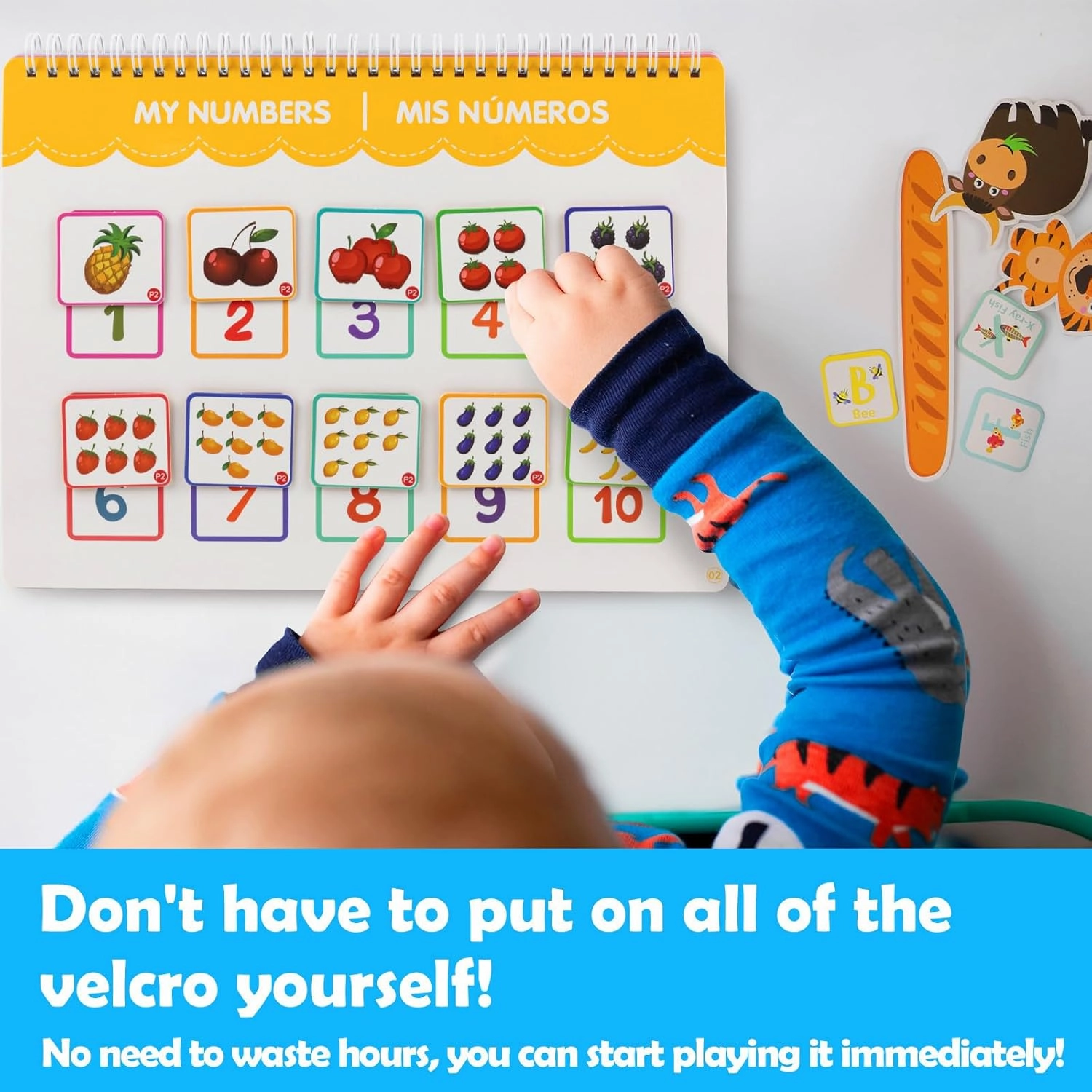 Spanish & English Bilingual Montessori Book for Toddlers 2-4 3-5, Pre-Assembled Reusable Sticker Activities Toy for Kids to Learn Spanish - Speech Therapy Travel Girls Boys Gifts - Juguetes Para Niñas