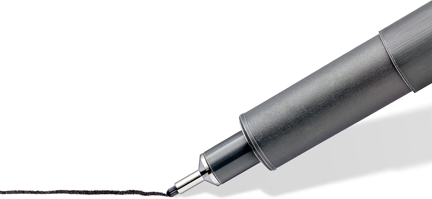 STAEDTLER 308-9 TB12 Pigment Liner Pens - Assorted Line Widths, Black (Set of 12)