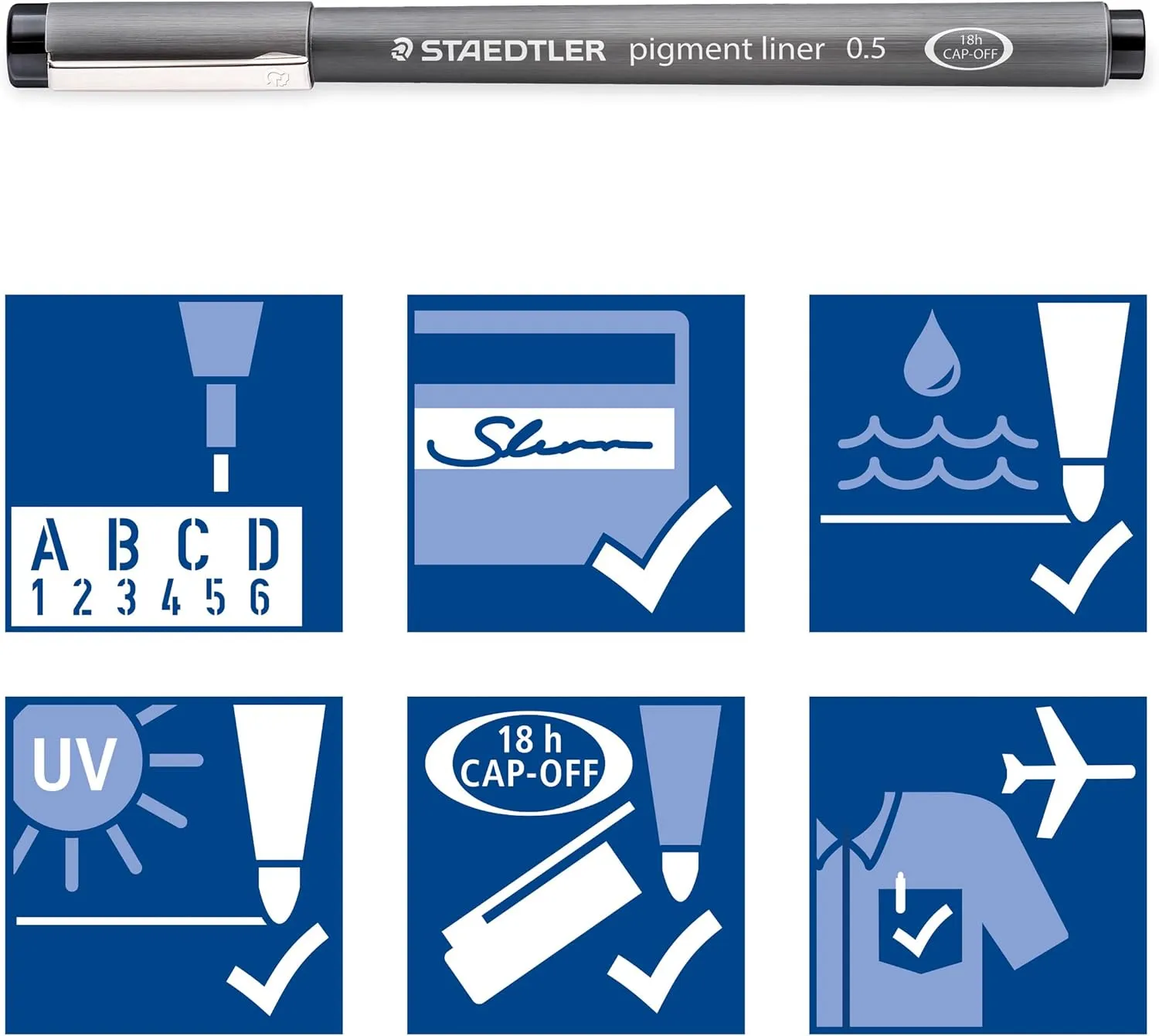 STAEDTLER 308-9 TB12 Pigment Liner Pens - Assorted Line Widths, Black (Set of 12)