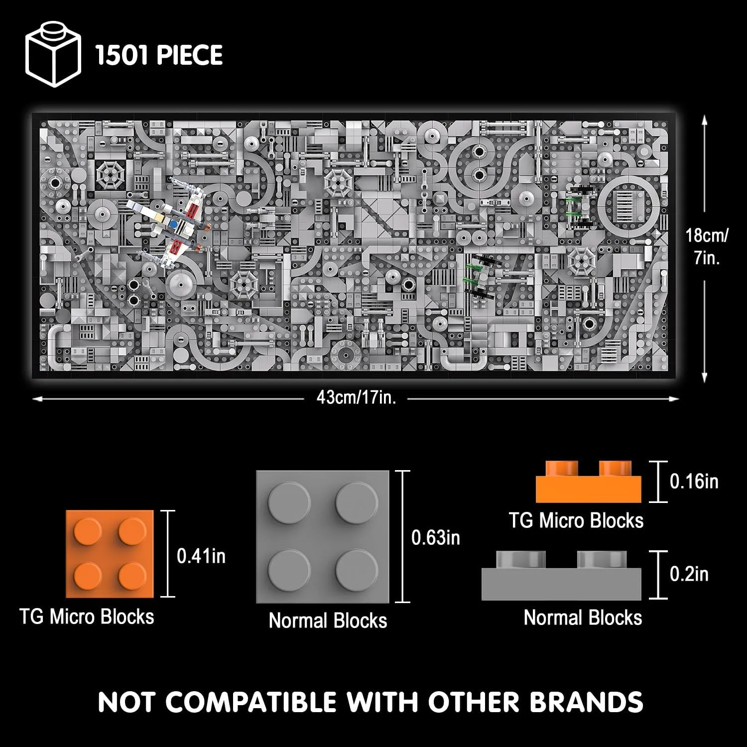 Star Trench 3D Wars Run Wall Art Craft Kit, Micro Brick Framed, Creative Activity Hobbies for Teens and Adults, DIY Home, Office Decor, Suitable for Kids 8 