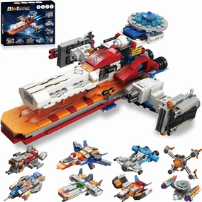 STEM Space Toys for 6 7 8 9 10 11 12 Year Old Boys, 8-in-1 Starship Warship Building Sets, Best Christmas Birthday Gifts for 6-14 Year Old Kids (1018PCS)