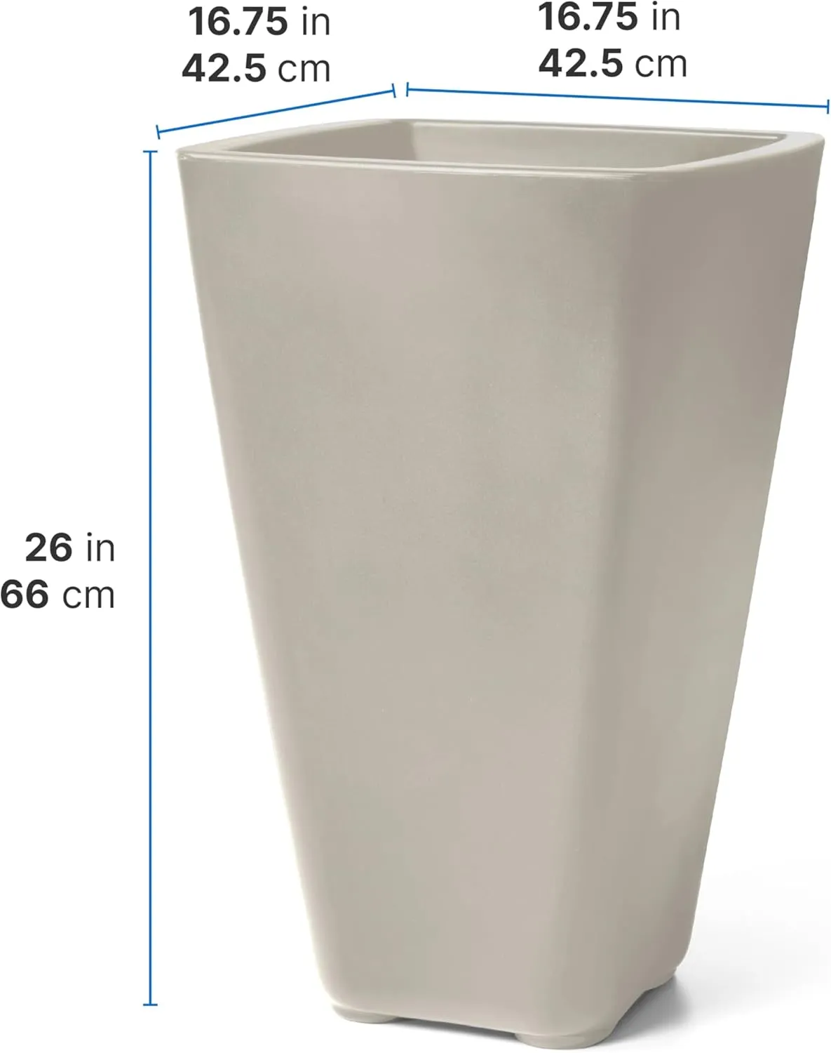 Step2 Bridgeview Tall Square Planter, Large Planters for Outdoor Plants, Gardening and Flower Pot for Patio or Porch, Efficient Drainage, Durable Plastic, Concrete, 2-Pack