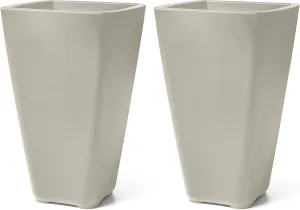 Step2 Bridgeview Tall Square Planter, Large Planters for Outdoor Plants, Gardening and Flower Pot for Patio or Porch, Efficient Drainage, Durable Plastic, Concrete, 2-Pack