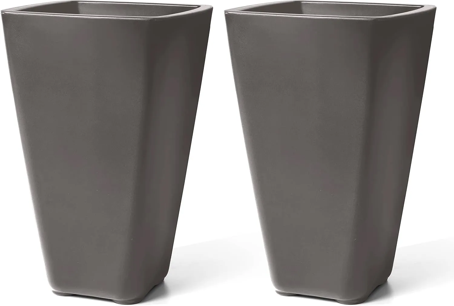 Step2 Bridgeview Tall Square Planter, Large Planters for Outdoor Plants, Gardening and Flower Pot for Patio or Porch, Efficient Drainage, Durable Plastic, Dark Cedar, 2-Pack