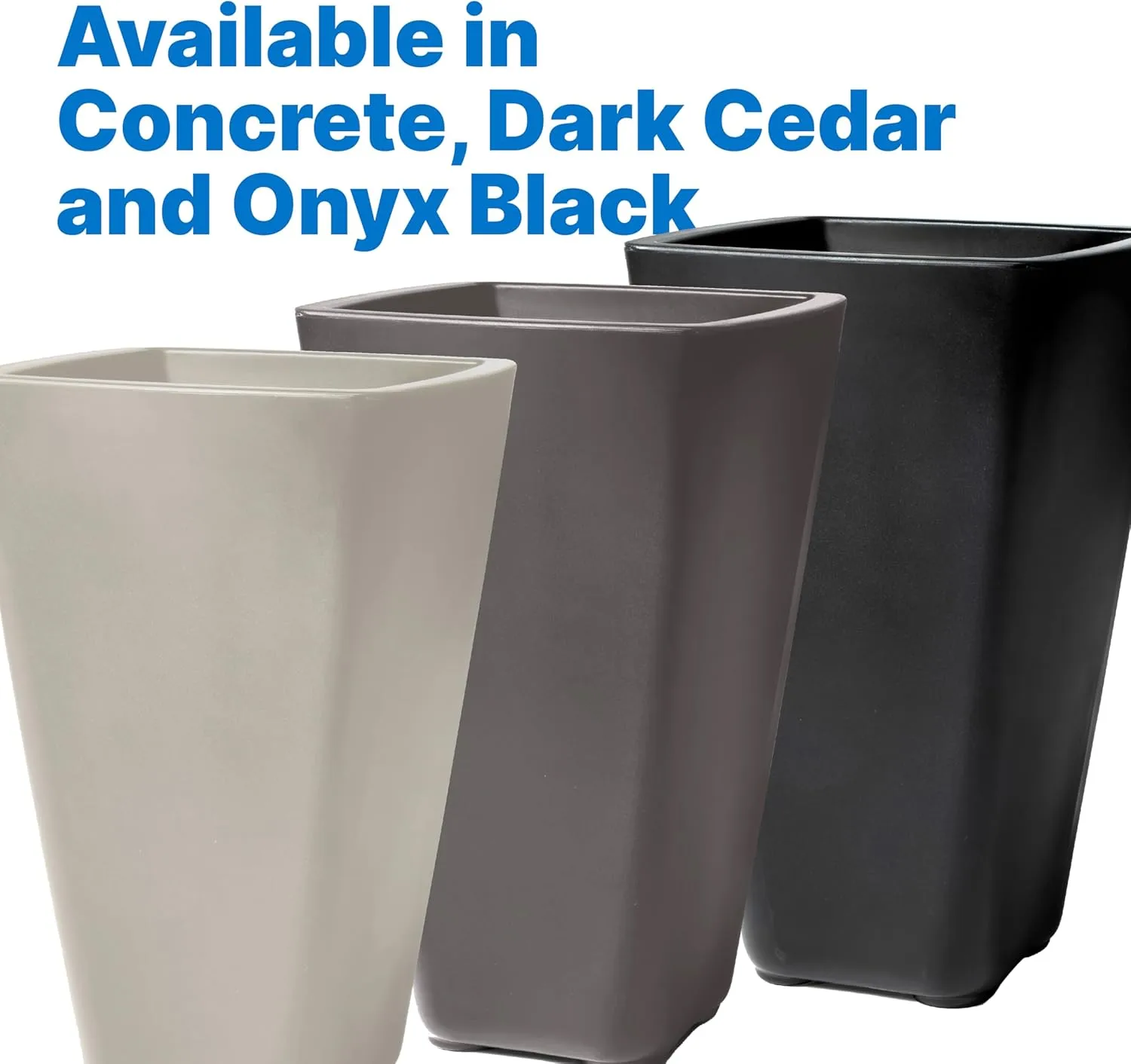 Step2 Bridgeview Tall Square Planter, Large Planters for Outdoor Plants, Gardening and Flower Pot for Patio or Porch, Efficient Drainage, Durable Plastic, Dark Cedar, 2-Pack