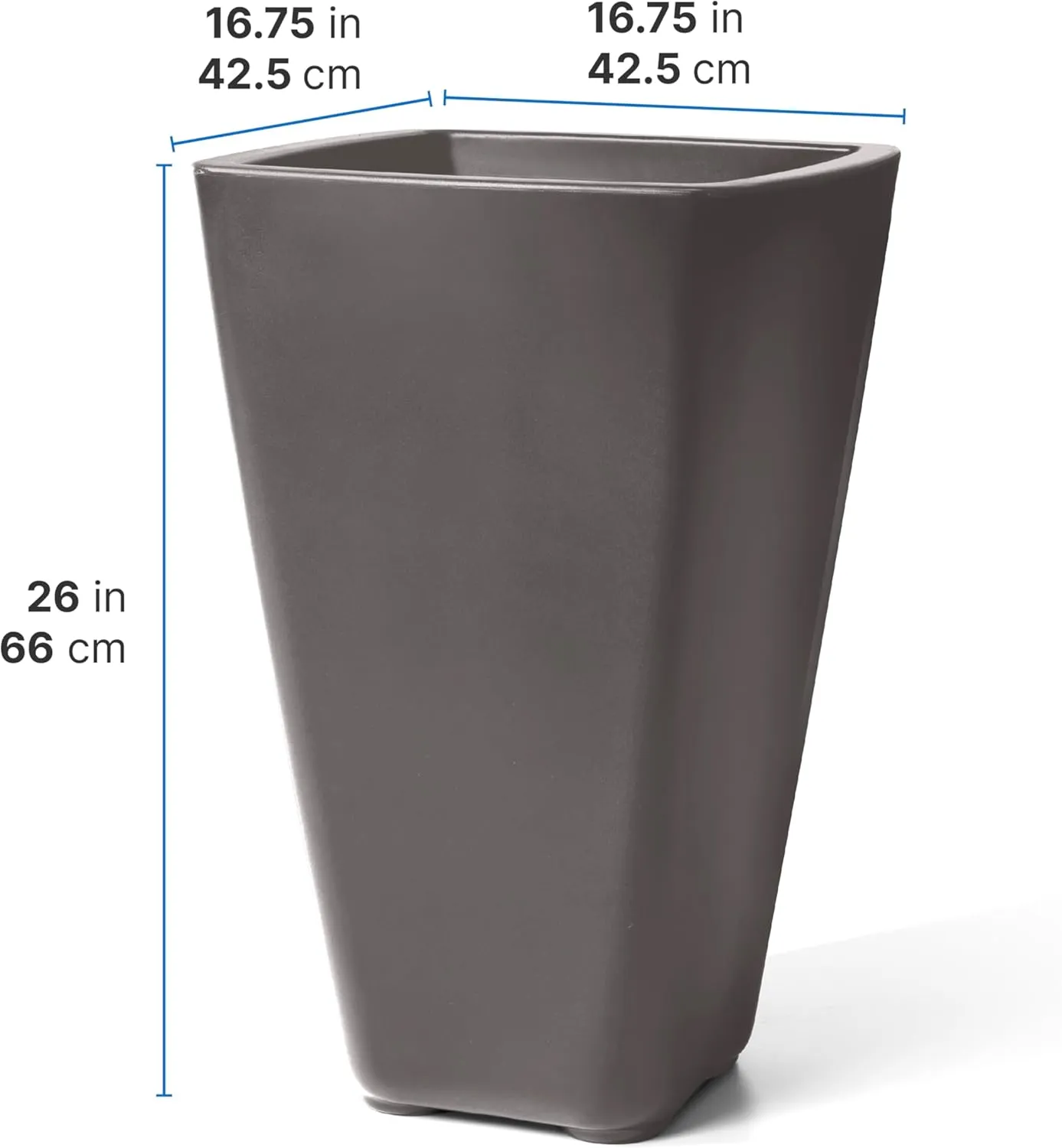 Step2 Bridgeview Tall Square Planter, Large Planters for Outdoor Plants, Gardening and Flower Pot for Patio or Porch, Efficient Drainage, Durable Plastic, Dark Cedar, 2-Pack
