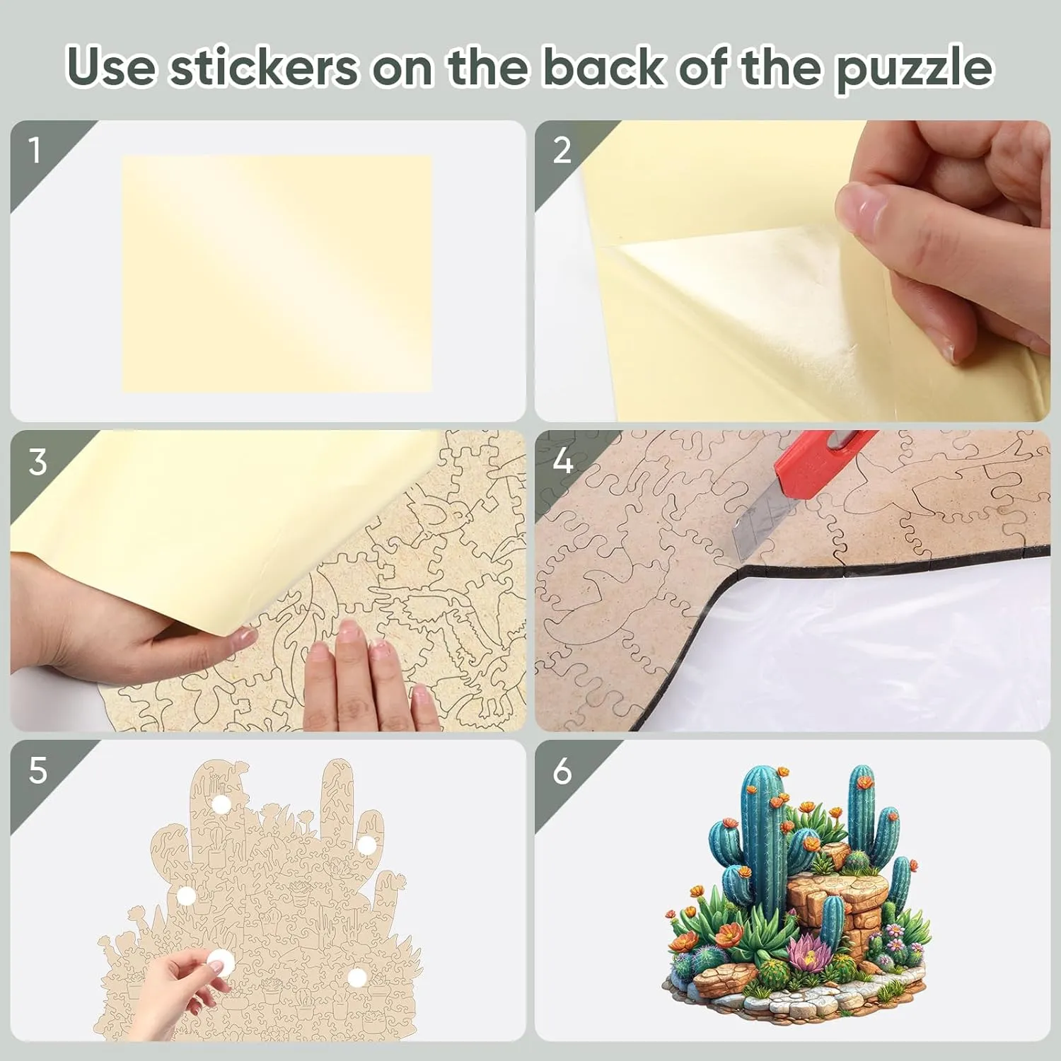 Succulent Cactus Wooden Puzzles for Adults, 200 Pieces Jigsaw Puzzles, Unique Shaped Medium Size Liberty Wood Puzzle Gift for Adults and Kids, Family Game 11.2'' x 10.8''