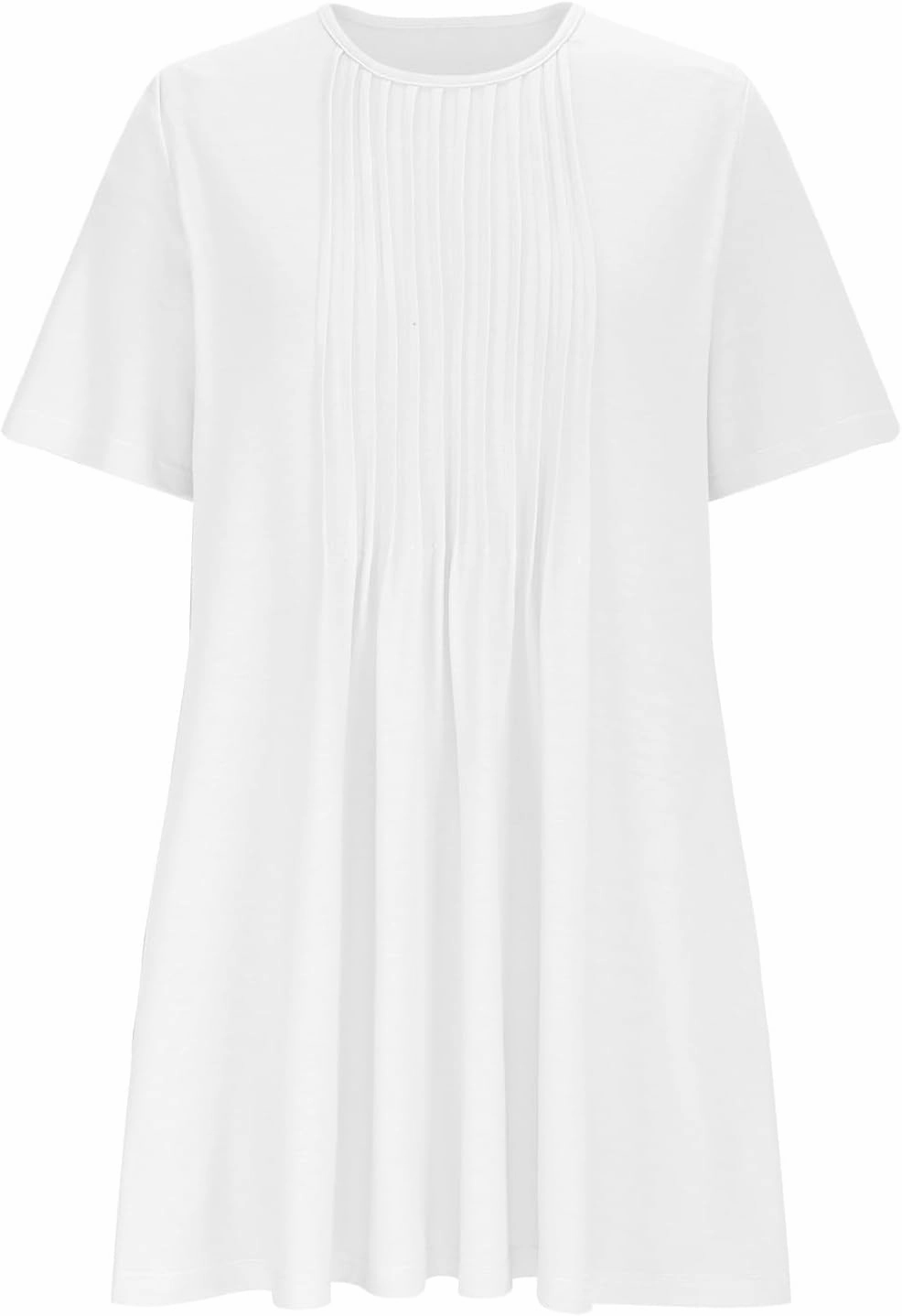 Summer Dresses for Women 2025 Pleated Short Sleeve Crewneck Womens Dresses Plain Casual Beach Dress with Pockets