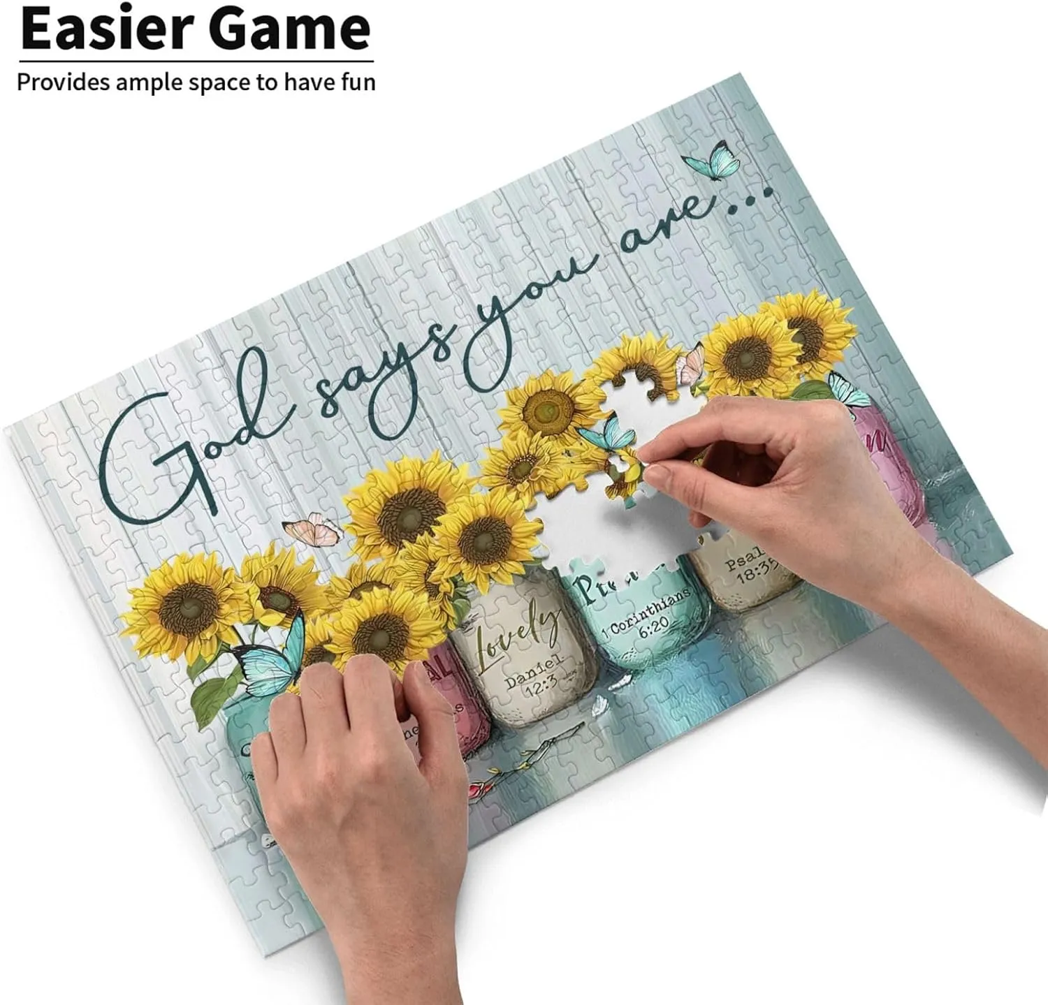 Sunflower Inspirational God Says You are Jigsaw Puzzles Plants Flower Motivational Jigsaw Puzzles for Adults and Teenagers Fun Family Game Motivational Toy Educational Intellectual
