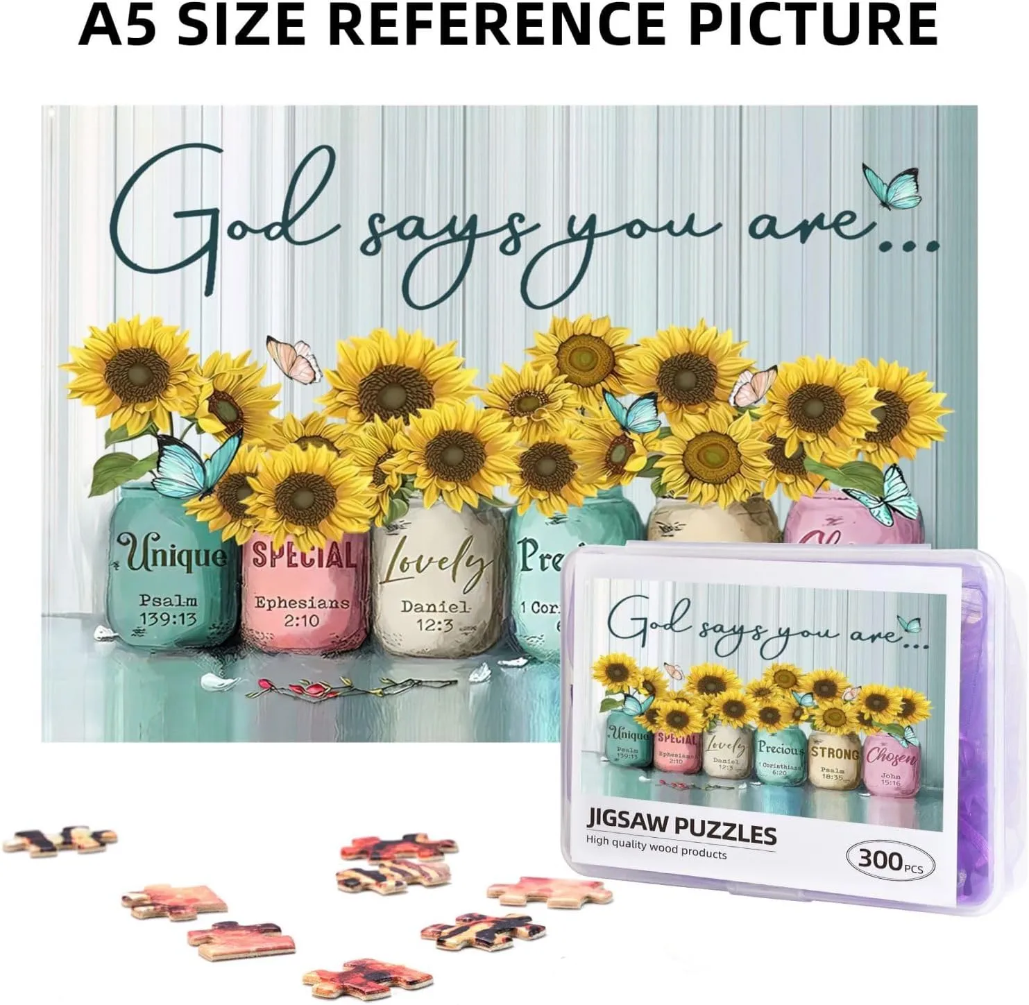Sunflower Inspirational God Says You are Jigsaw Puzzles Plants Flower Motivational Jigsaw Puzzles for Adults and Teenagers Fun Family Game Motivational Toy Educational Intellectual