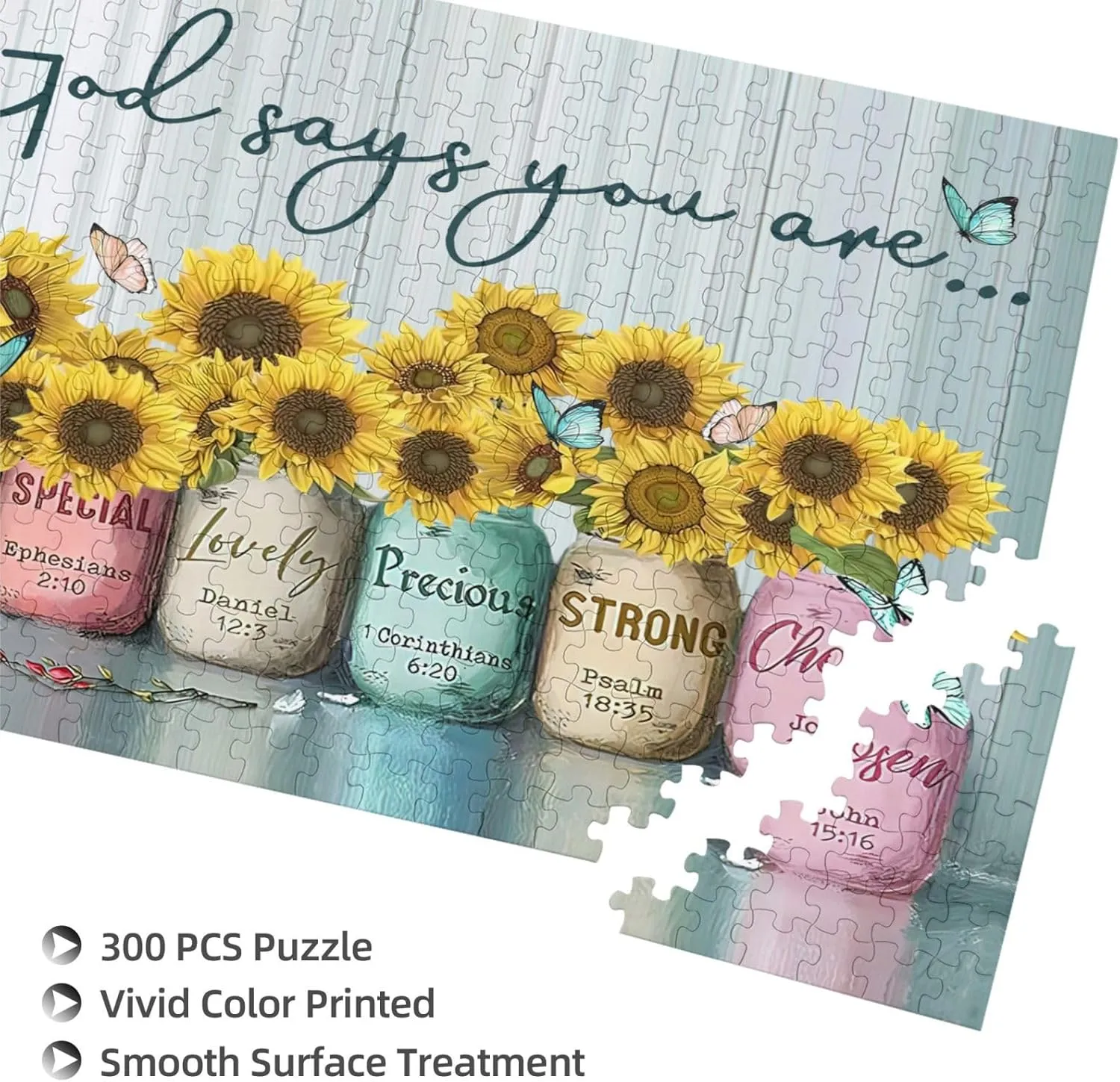 Sunflower Inspirational God Says You are Jigsaw Puzzles Plants Flower Motivational Jigsaw Puzzles for Adults and Teenagers Fun Family Game Motivational Toy Educational Intellectual