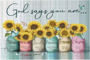 Sunflower Inspirational God Says You are Jigsaw Puzzles Plants Flower Motivational Jigsaw Puzzles for Adults and Teenagers Fun Family Game Motivational Toy Educational Intellectual
