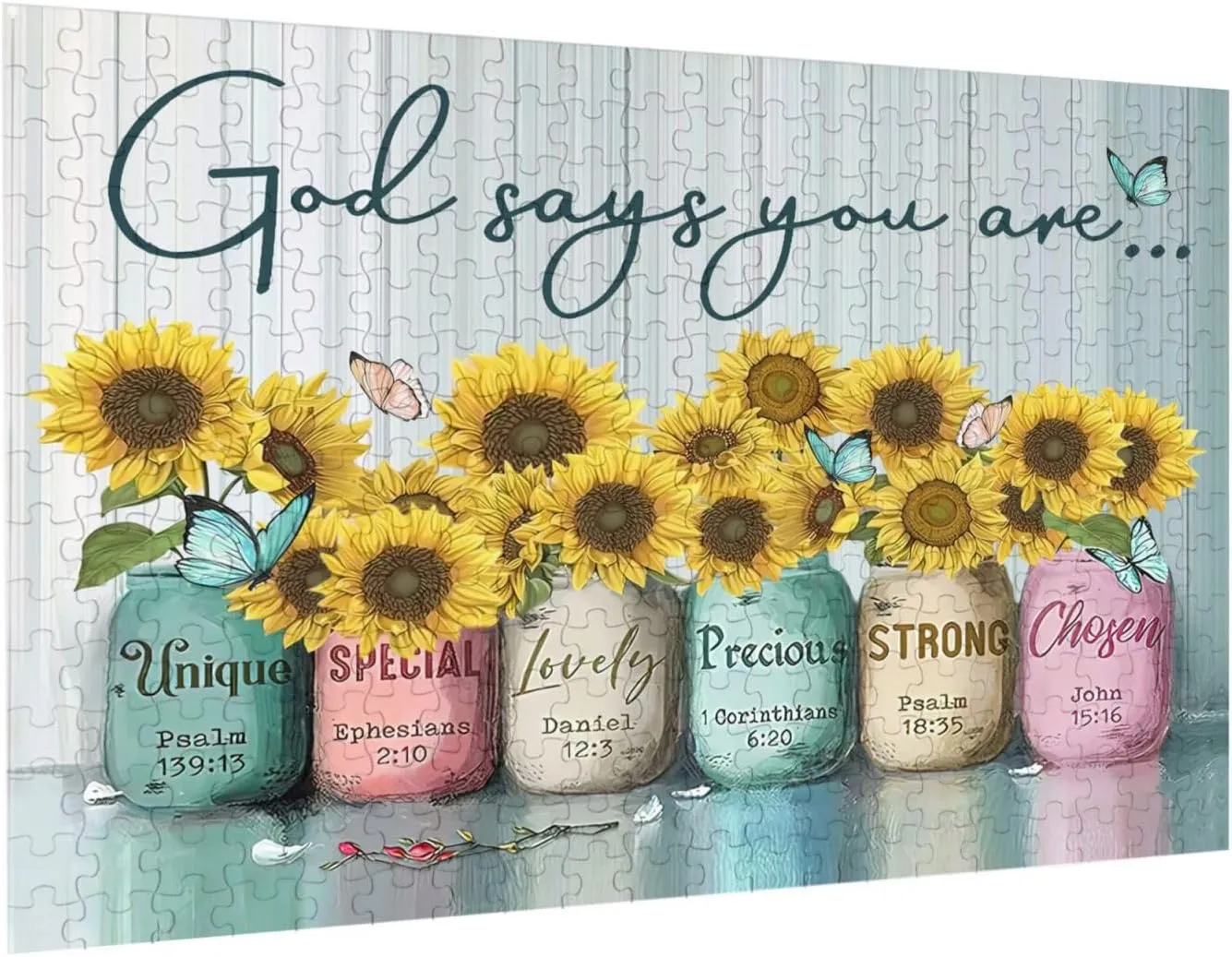 Sunflower Inspirational God Says You are Jigsaw Puzzles Plants Flower Motivational Jigsaw Puzzles for Adults and Teenagers Fun Family Game Motivational Toy Educational Intellectual