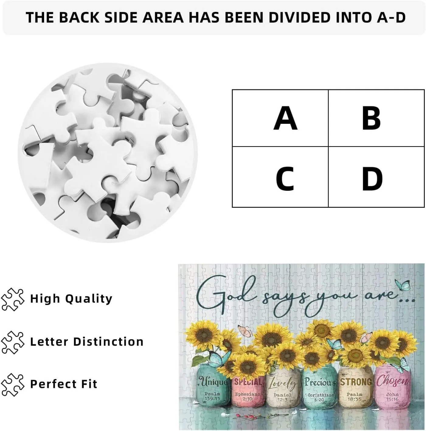 Sunflower Inspirational God Says You are Jigsaw Puzzles Plants Flower Motivational Jigsaw Puzzles for Adults and Teenagers Fun Family Game Motivational Toy Educational Intellectual