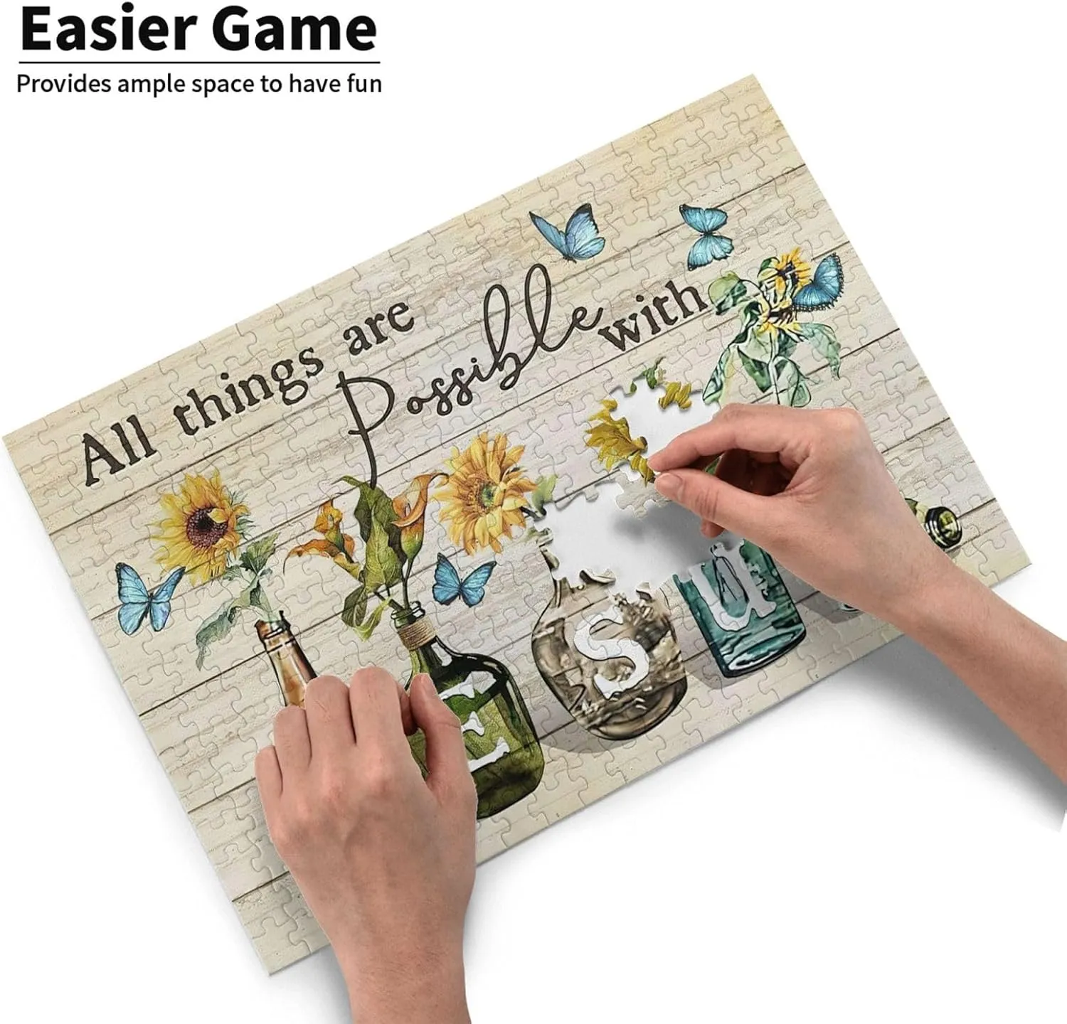 Sunflowers and Butterflies Jigsaw Puzzles God Inspirational Jigsaw Puzzles for Adults Animals and Plants Motivational Toy Educational Intellectual
