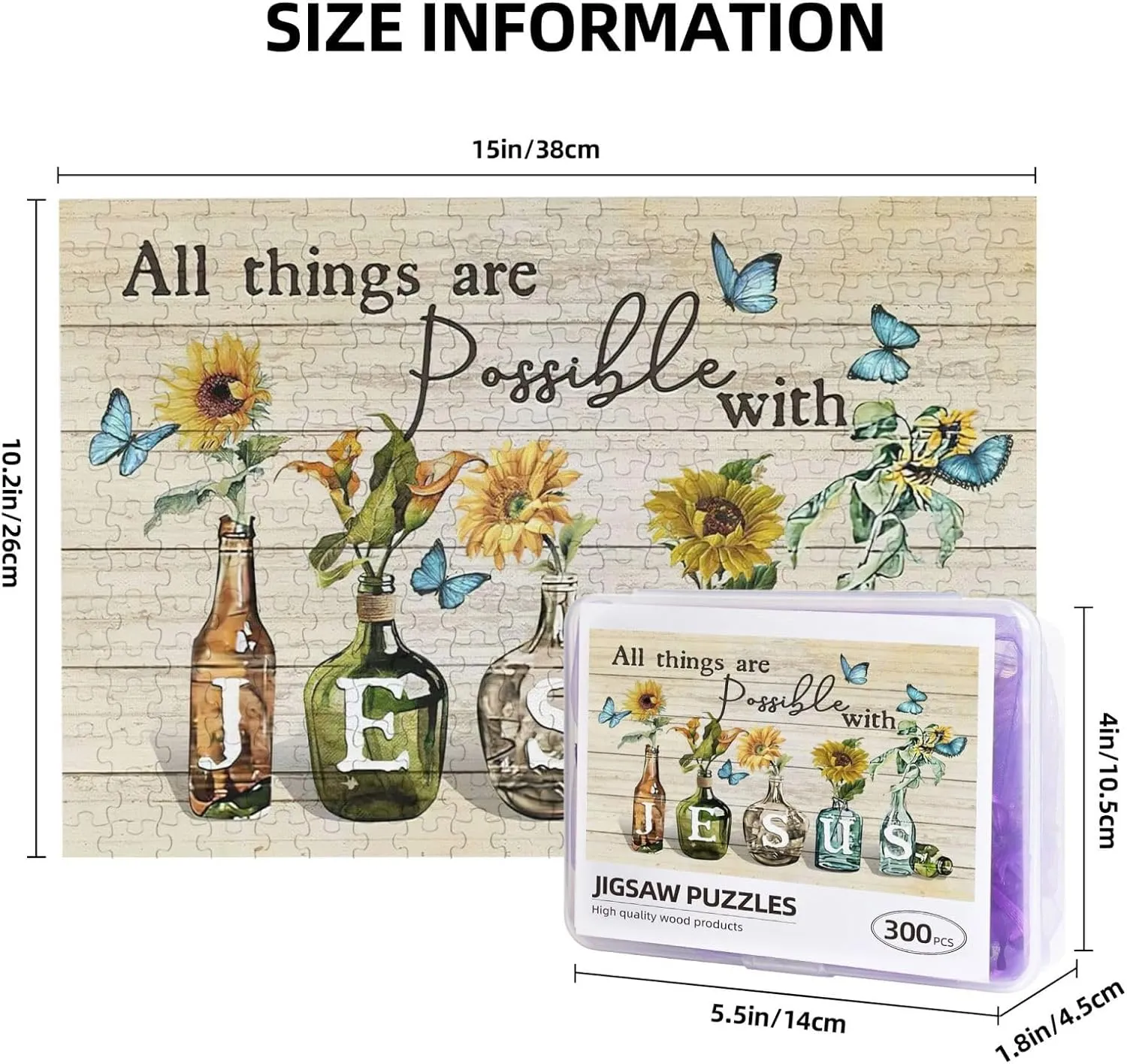 Sunflowers and Butterflies Jigsaw Puzzles God Inspirational Jigsaw Puzzles for Adults Animals and Plants Motivational Toy Educational Intellectual