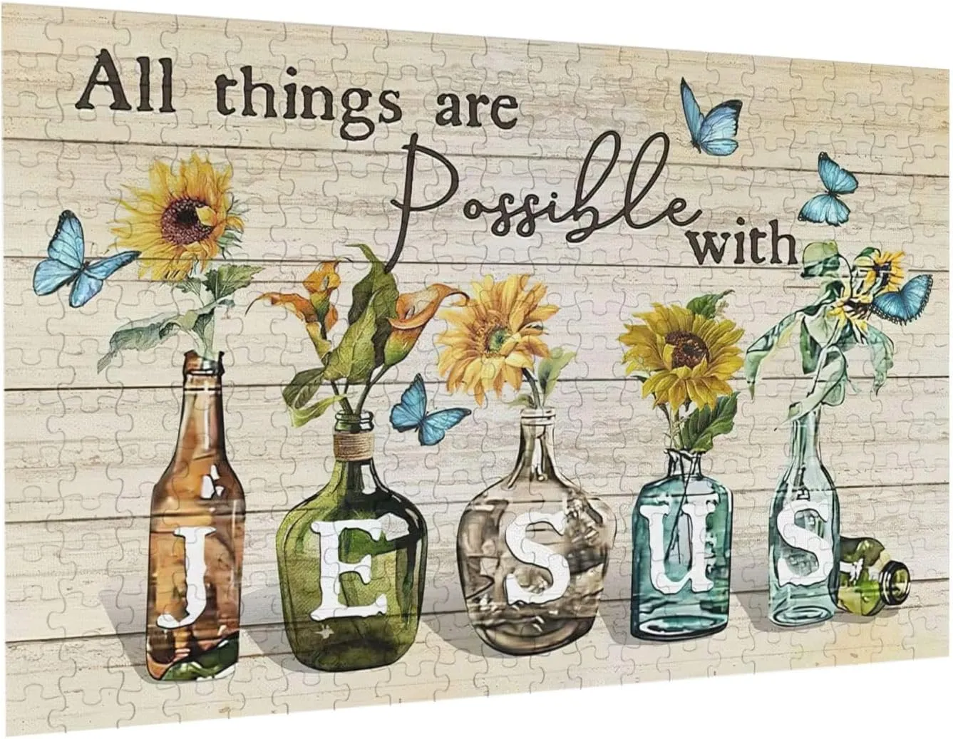 Sunflowers and Butterflies Jigsaw Puzzles God Inspirational Jigsaw Puzzles for Adults Animals and Plants Motivational Toy Educational Intellectual