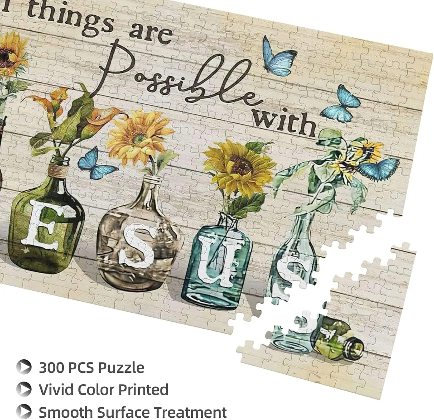 Sunflowers and Butterflies Jigsaw Puzzles God Inspirational Jigsaw Puzzles for Adults Animals and Plants Motivational Toy Educational Intellectual