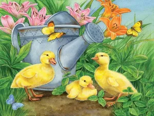 SUNSOUT INC - Ducklings and Butterflies - 300 pc Jigsaw Puzzle by Artist: Jane Maday - Finished Size 18" x 24" - MPN# 16078