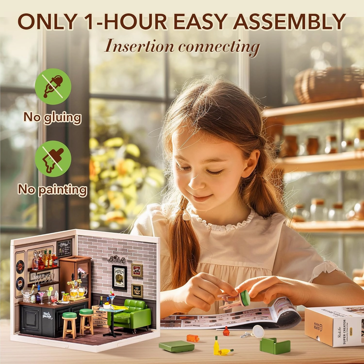 Super Creator-Mini Blocks Model Building Set for Adults, Miniature Plastic House Kit Super Store-Building Blocks Toys for Teens 8-12, DIY Crafts/Hobbies for Teens&Adults (Leisurely Cheers Bar)
