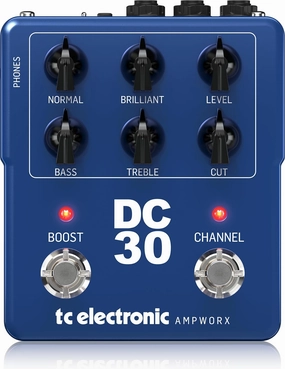TC Electronic DC30 PREAMP Guitar Pedal | Dual-Channel Guitar Preamp with Independent Channel Controls, Pre/Post Boost & Dedicated Outputs for DI and Headphones
