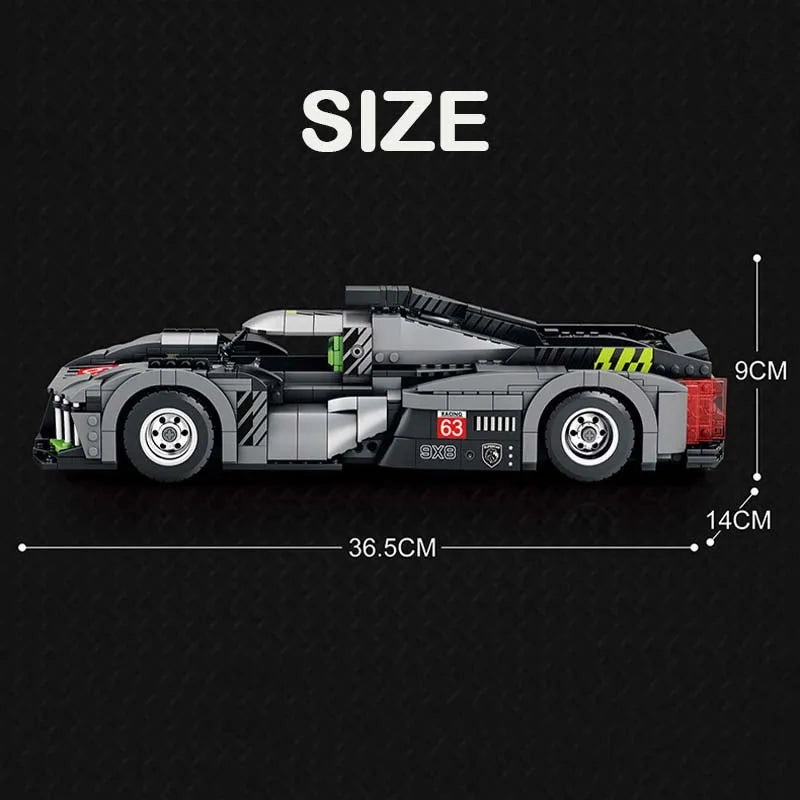 Tech MOC PEUGEOT 9X8 Hybrid Racing Car Bricks Toy