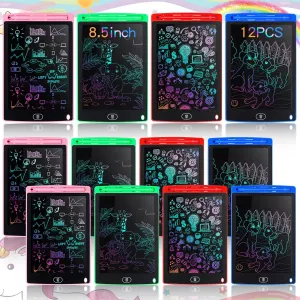 Tinlade 12 Pack LCD Writing Tablets 8.5 Inch Bulk Colorful Doodle Board Board Erasable Electronic Painting Drawing Pads Learning Toy Gifts for Kids Boys Girls(Pink, Green, Red, Blue)