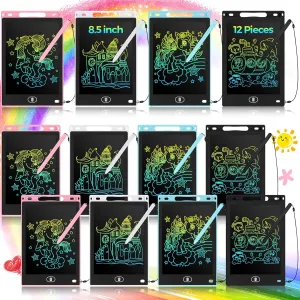 Tinlade 12 Pack LCD Writing Tablets 8.5 Inch Bulk Colorful Doodle Board Board Erasable Electronic Painting Drawing Pads Learning Toy Gifts for Kids Boys Girls(Pink, Light Blue, White, Black)