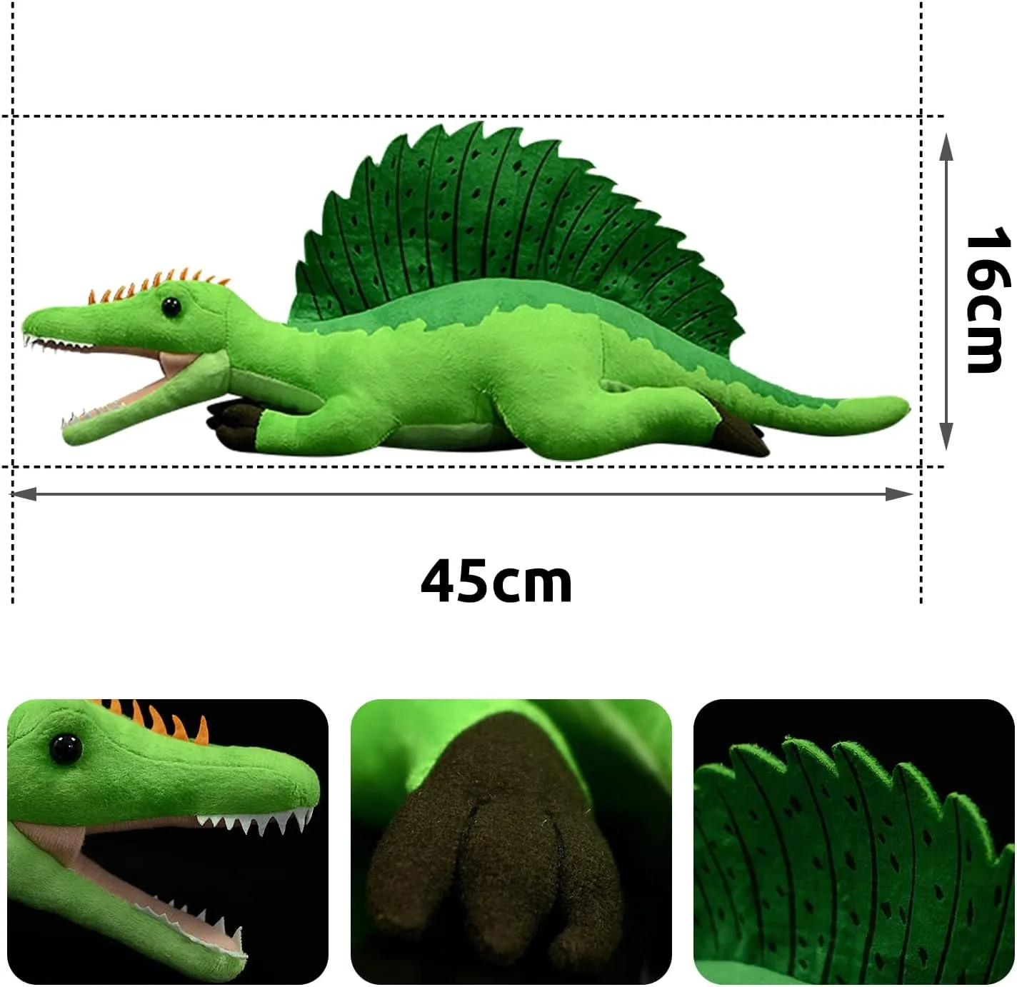 Tiny Heart Simulation Spinosaurus Plush Toy, 17 Inch Spinosaurus Dragon Stuffed Animals Realistic Doll Home Decor Collectibles Soft for Kids Boys