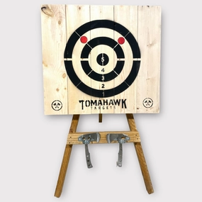 Tomahawk Targets - Large 4 Ring Wooden Axe and Knife Throwing Tripod Target Board and Stand, 4ft Tall (Axes not Included)