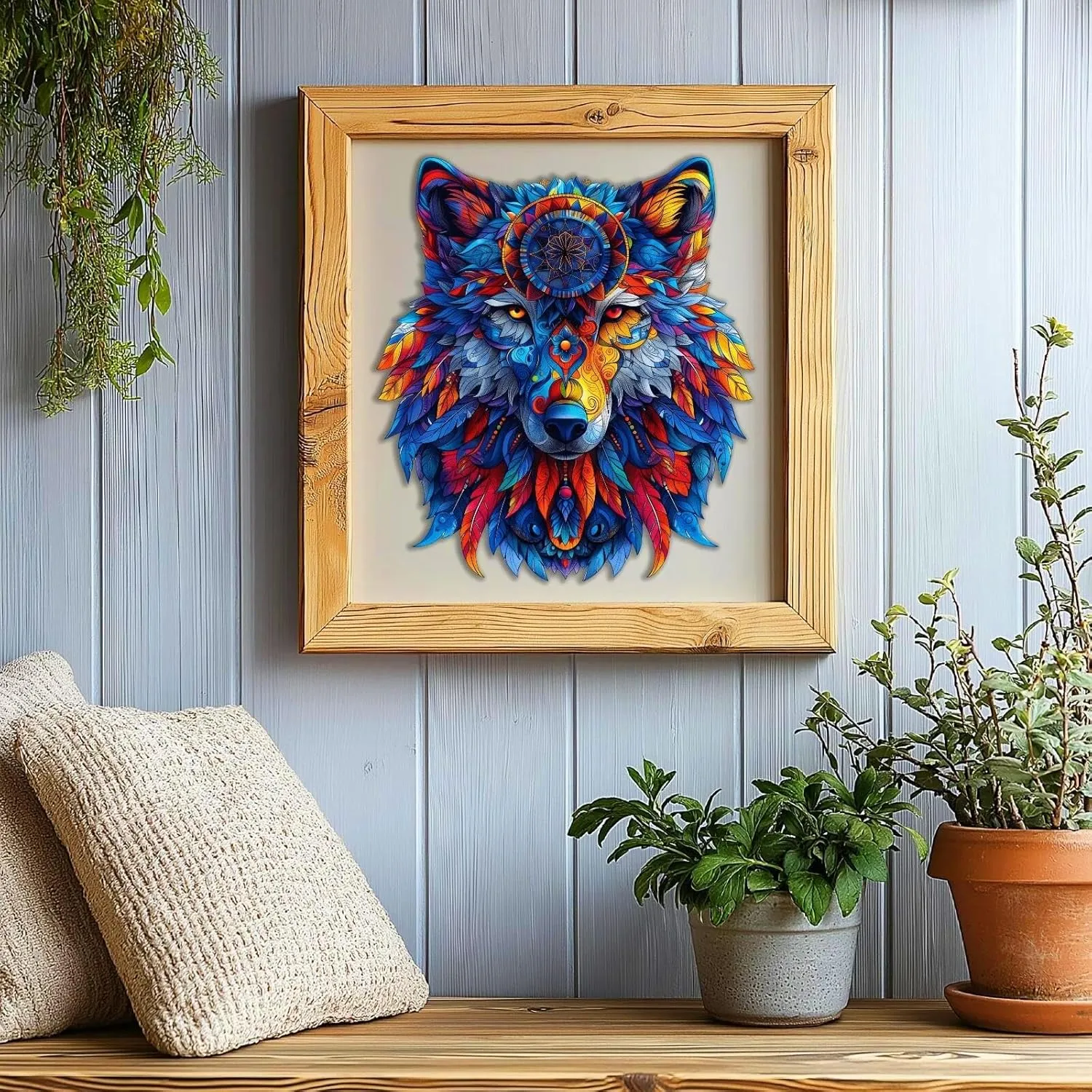Totemic Wolf Wooden Puzzles for Adults – 229 Pcs, 13.5" x 15.2", Unique Shapes, Gift Packaging, Natural Materials, Puzzles up Wooden Jigsaw Puzzles for Adults, Gift Ideas, Family Games