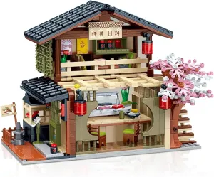 Toy Building Block, Japanese Sushi Shop Model Kit, Compatible with Regular Size Brick, Creative Construction, Shop House City View, Birthday Gift for Adult Children Kids Boys Girls 8  763 PCS