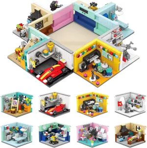 Toy Building Set, Friends House Collection - 8 Pack Home Building Blocks Model Kit, Creative Construction Set, Christmas & Birthday Gift for 8 