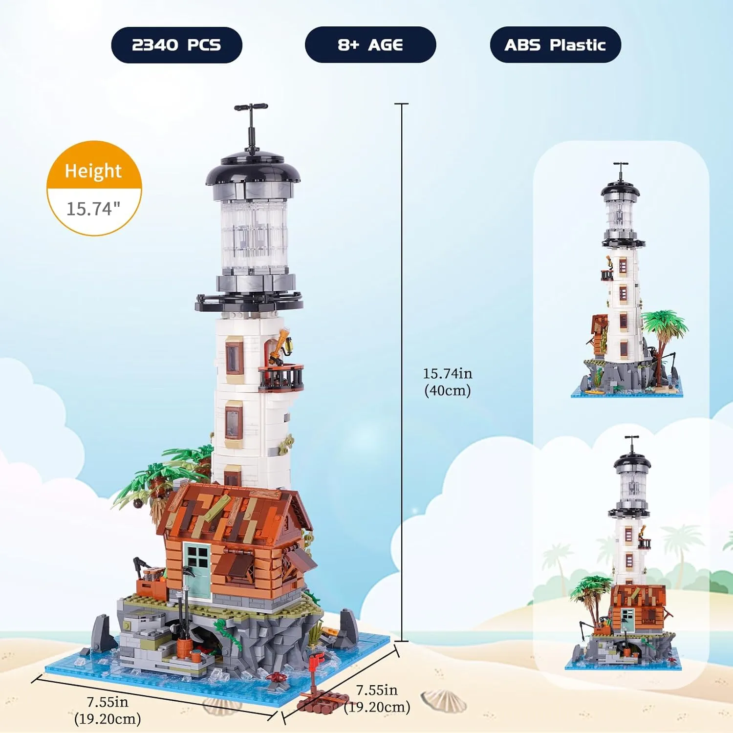 Toy Building Set, Lighthouse Model Kit, Creative Sea View Construction Mini Building Block, Hobbies Christmas Birthday Gift for Kids Boys Girls 8  2340 PCS