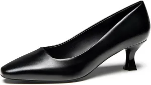 Trary Women's Kitten Heels Dress Pumps Classic Square Toe Shoes Casual Low Heels Closed Toe Pumps for Women Office