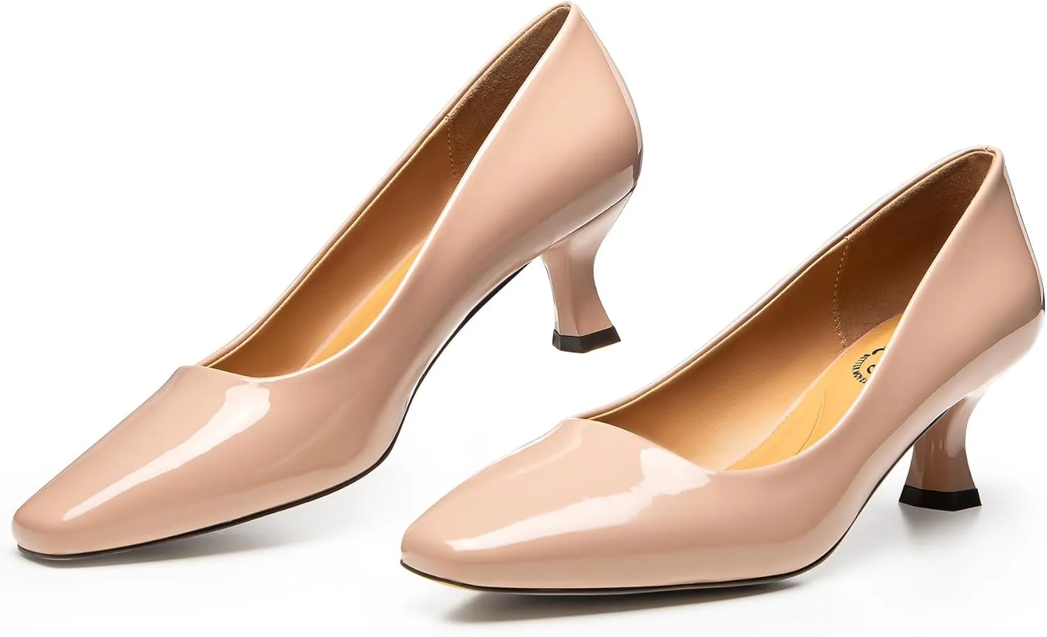 Trary Women's Kitten Heels Dress Pumps Classic Square Toe Shoes Casual Low Heels Closed Toe Pumps for Women Office