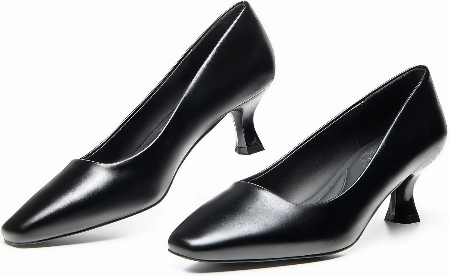 Trary Women's Kitten Heels Dress Pumps Classic Square Toe Shoes Casual Low Heels Closed Toe Pumps for Women Office